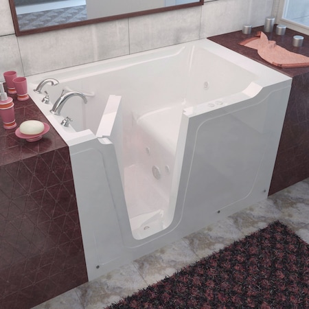 Meditub MediTub Walk-In 36 x 60 Left Drain White Whirlpool Walk-In Bathtub 3660LWH